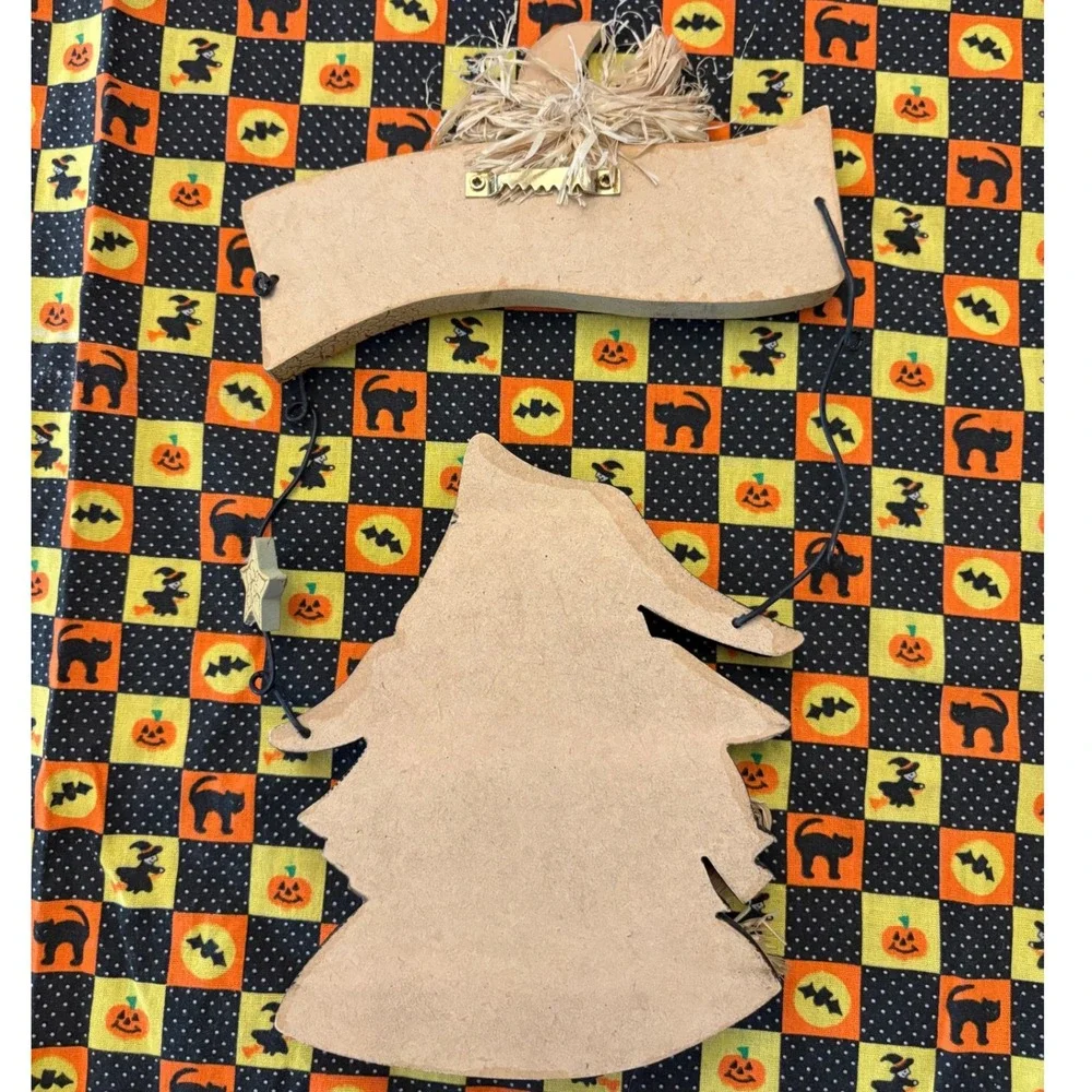 Halloween Decor Witch Sign Hang Around For a Spell‎ Wooden Moon Star Handmade